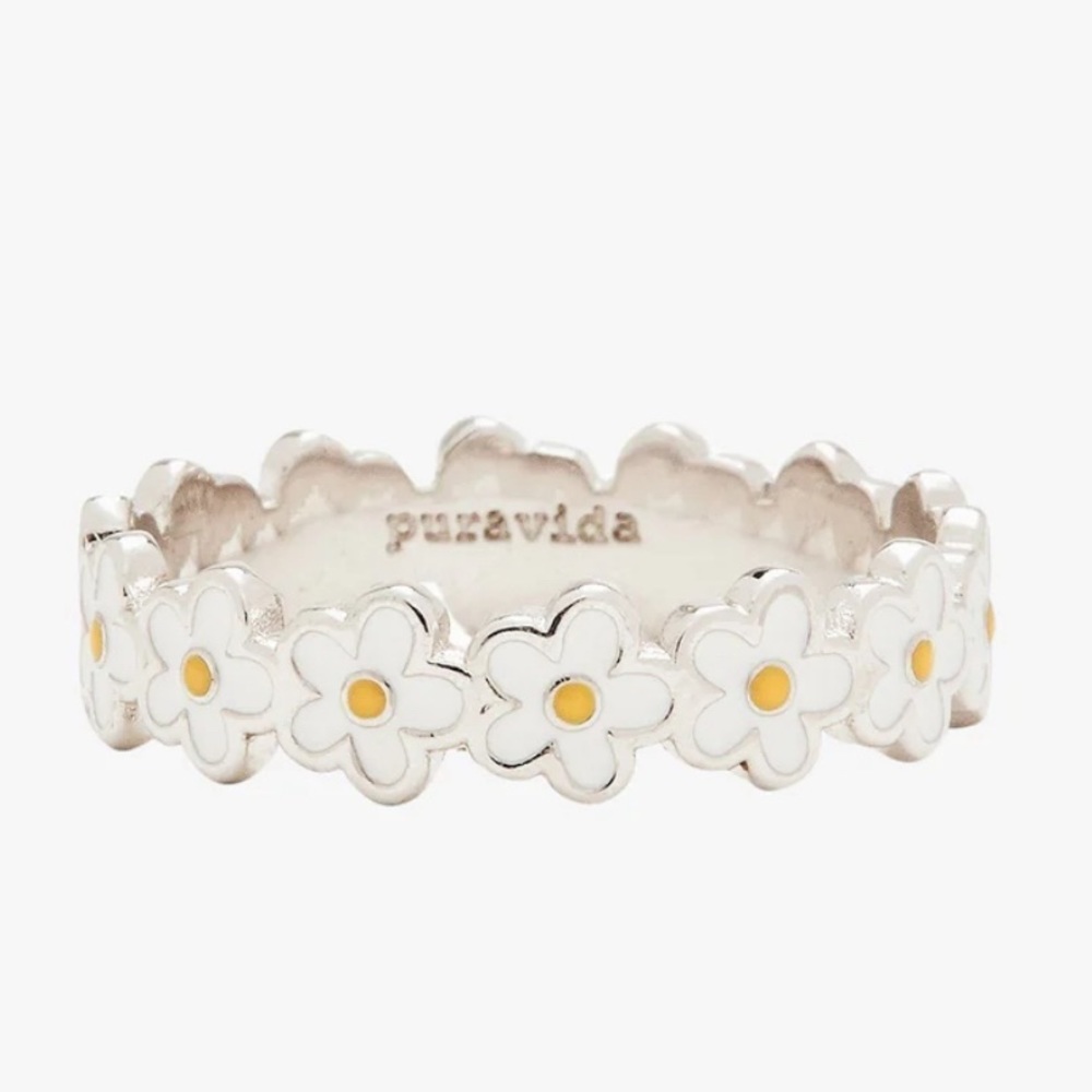 Pura Vida Painted Blooms Ring Size 6
